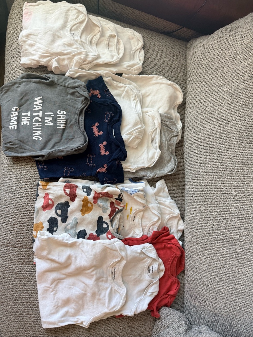 Carter's Baby Onesie Lot - White, Navy, Gray, Red, Multi